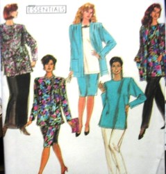 7072 SIMPLICITY SKIRT LENGTHS, PANTS, LS TUNIC TOP, OPEN JACKET PATTERN 18W-24W